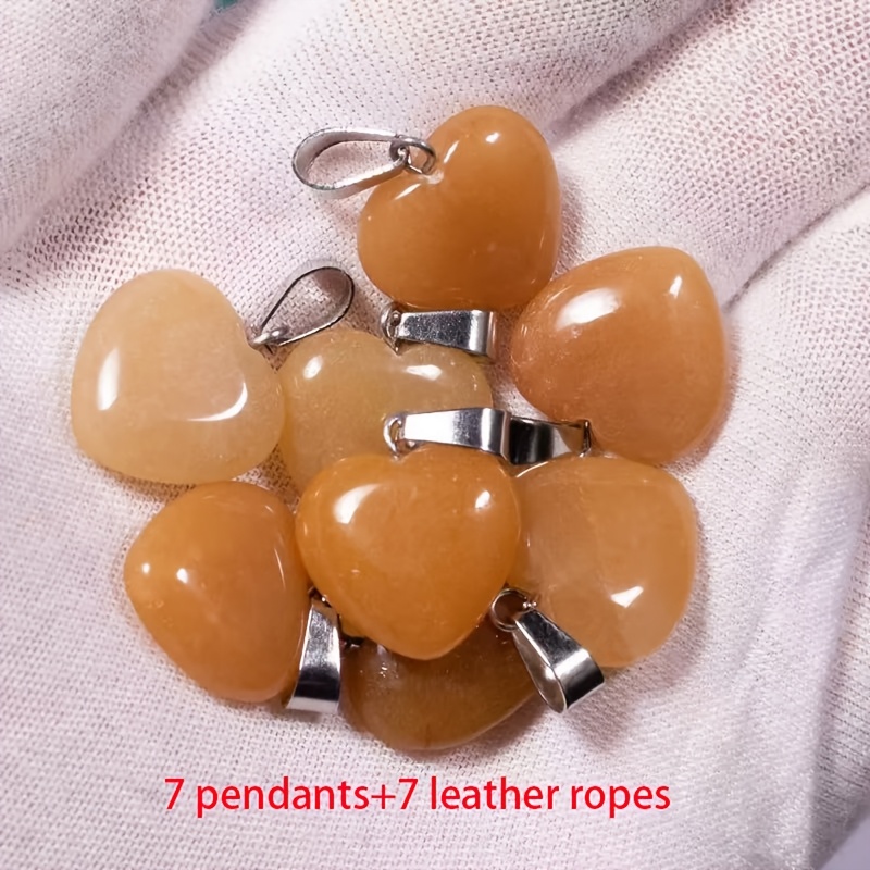 Natural Stone Heart-Shaped Pendant Set for DIY